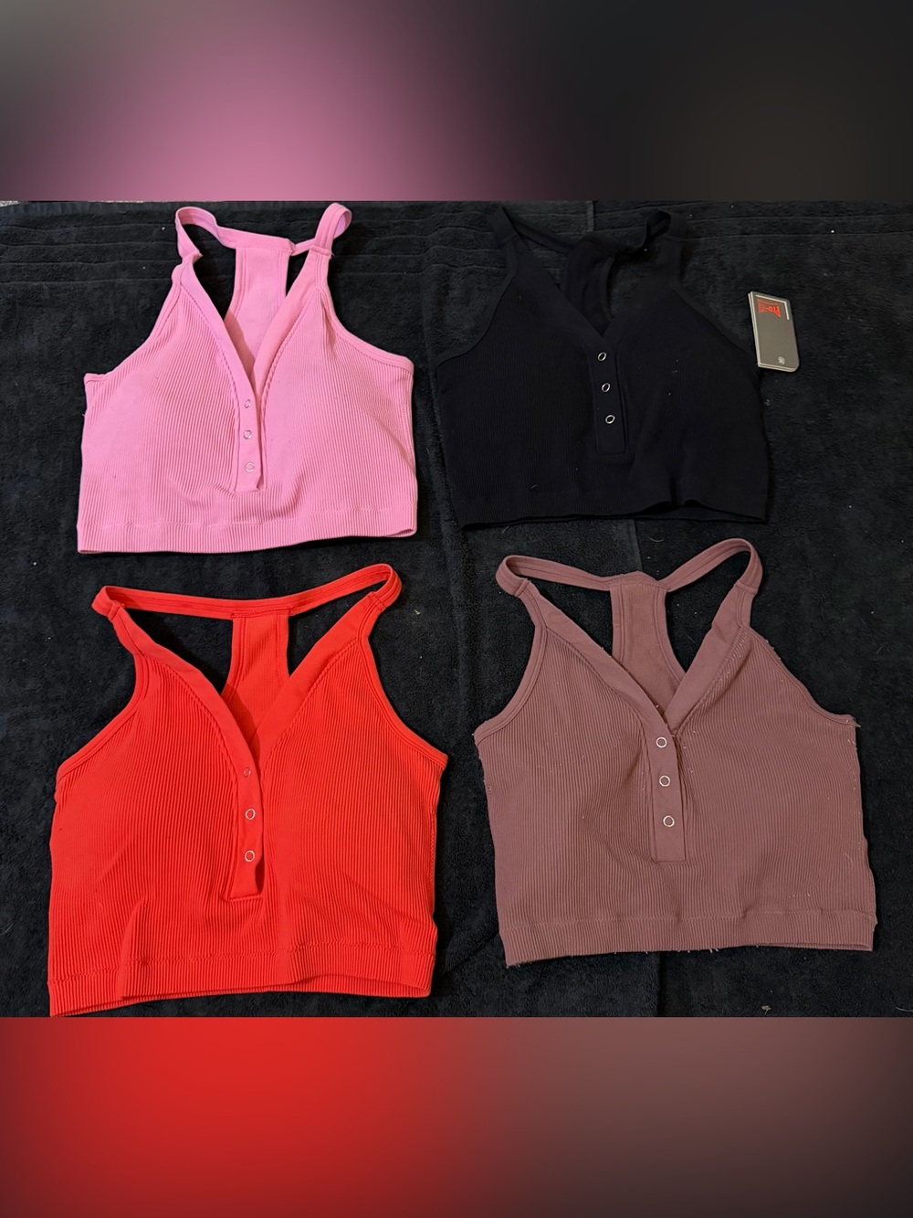4 Ribbed Pro-Fit Crop Tank Tops